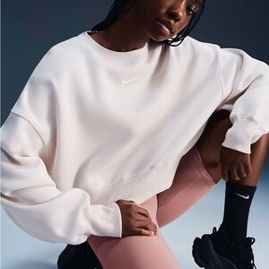 Nike Phoenix Over-Oversized Crew Neck Pink Sweatshirt Swoosh Women's Size Small